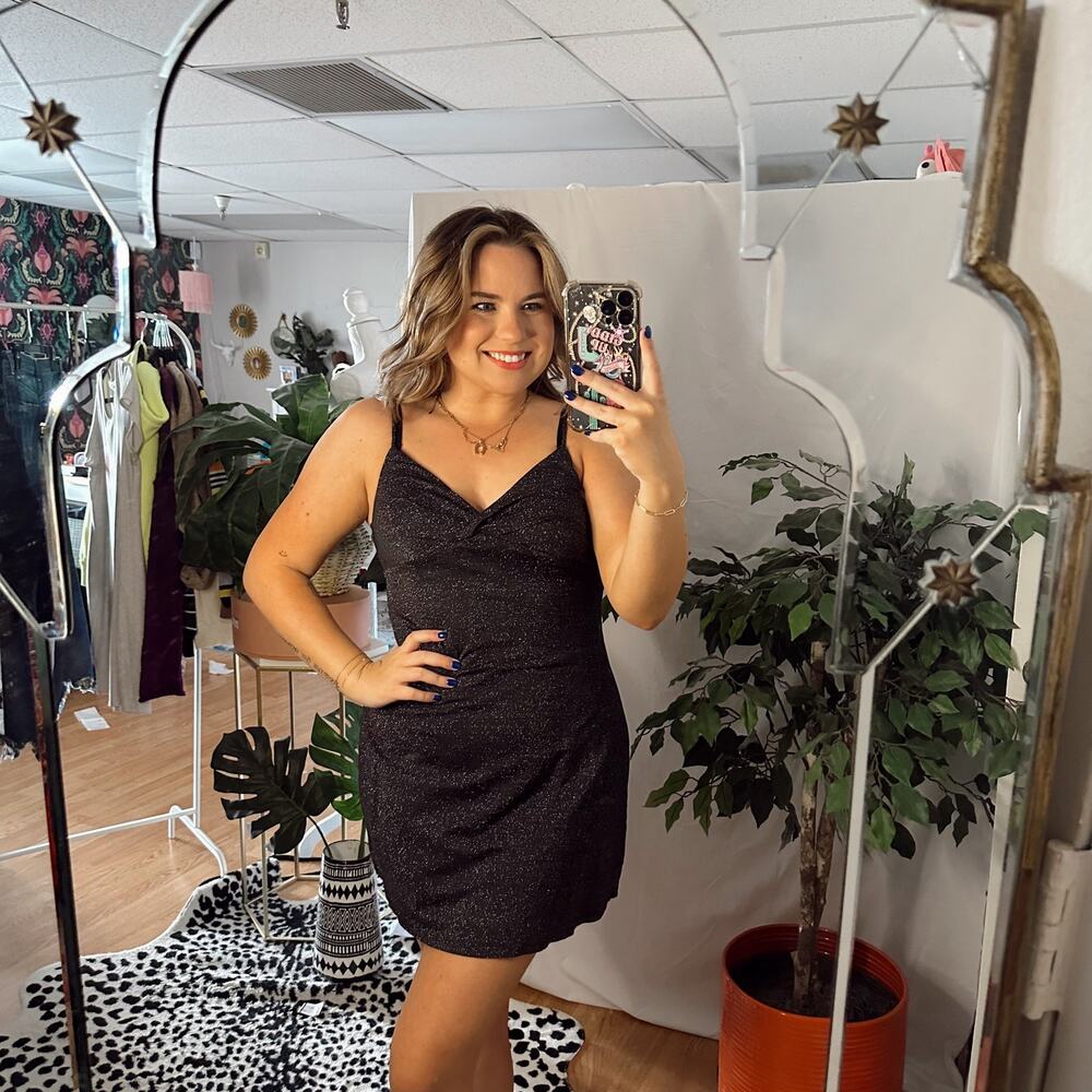 Privacy Please V-Neck Little Black Mini Dress Size Medium
